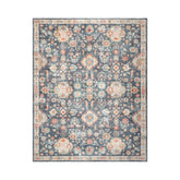 9 x 12  Navy Beige Aqua Color Machine Made Washable Polyester Traditional Oriental Rug